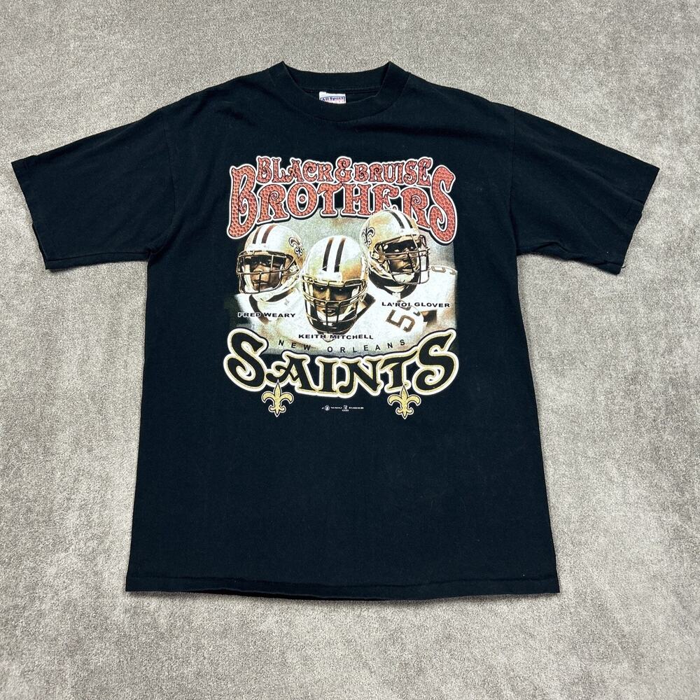 Vintage Y2K New Orleans Saints T Shirt Size Large Black And Bruise Brothers 2000